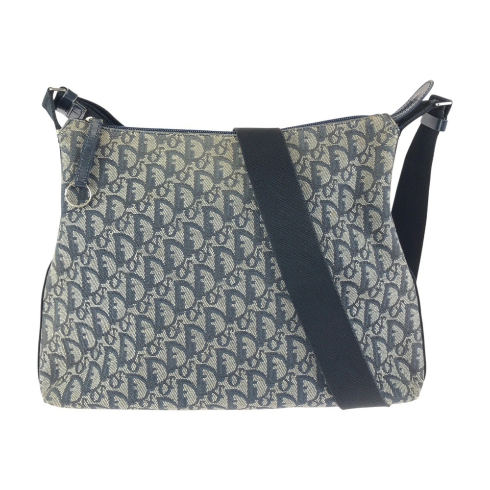 CHRISTIAN DIOR Vintage Gray Leather Trotter Messenger Shoulder Bag